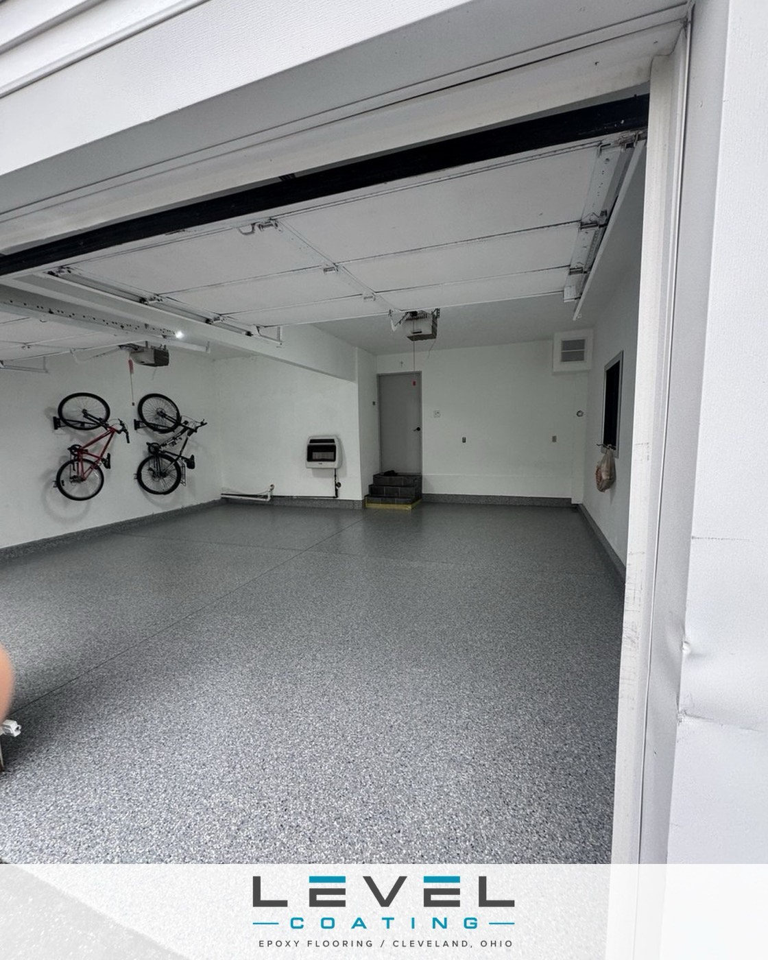 Epoxy flake garage floor project, Greater Cleveland