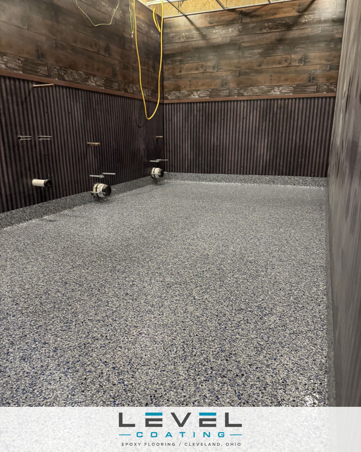 Showroom-grade flake garage floor, Cleveland area